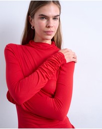 TOPSHOP - High Neck Viscose LS Top