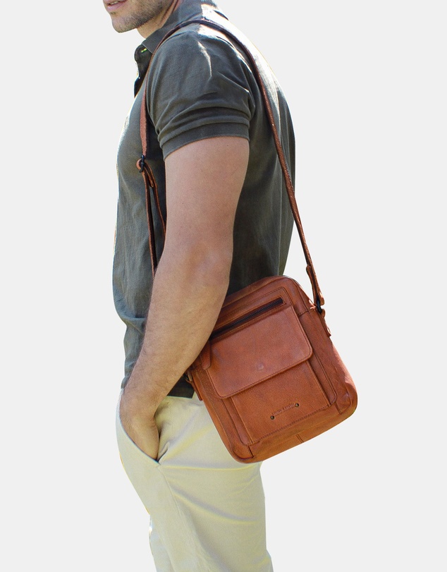 Pierre Cardin - Pierre Cardin Leather Men's Multi-Compartment Crossbody Bag