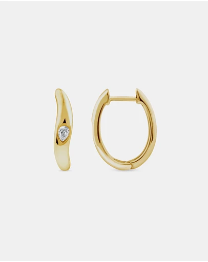 Zoe Olivia - 9K Gold Pear Lab Grown Diamond Huggie Earrings