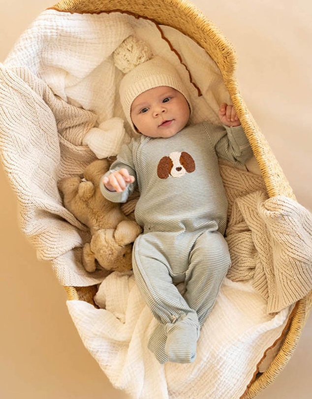 Bebe by Minihaha - Otto Stripe Organic LS Zipsuit - Babies