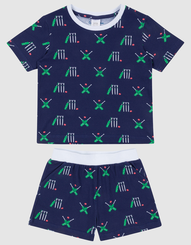 Sant And Abel - Kids Cricket Navy Short PJ Set