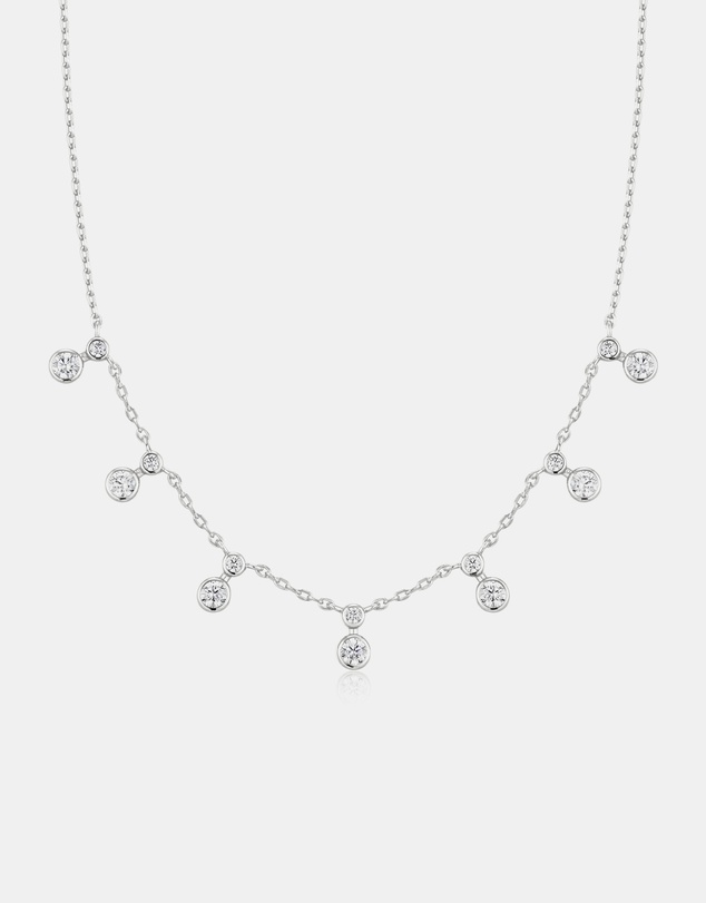 Ania Haie - Silver Graduated Bezel Round Drop Station Necklace