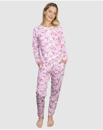 Sant And Abel - Women's Skydog Toile Pink Jersey Long PJ Set