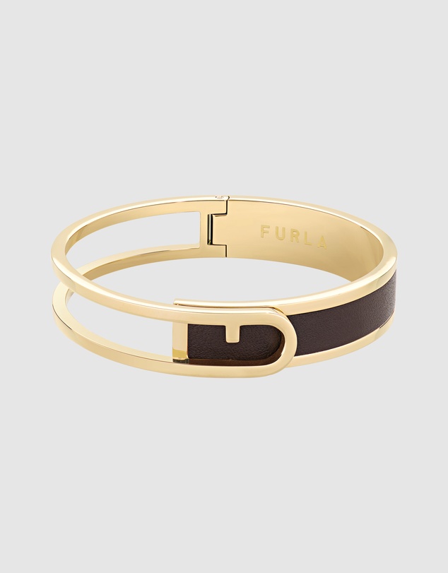 Furla - Furla Arch Essence Gold-Tone Purple Leather Bangle Bracelet