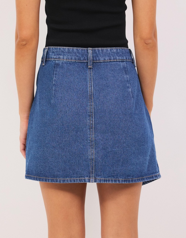 Calli - Wrap Denim Mini Skirt