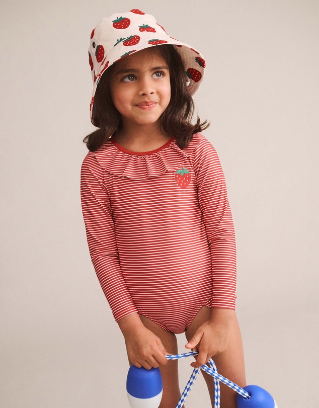 Huxbaby - Stripe Frill Neck Swimsuit - Babies-Teens