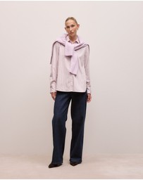 Trenery - Double Stripe Long Sleeve Shirt in Lilac
