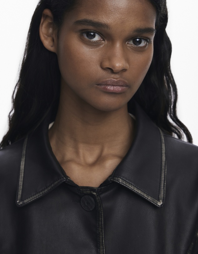 Desigual - Long faux leather jacket