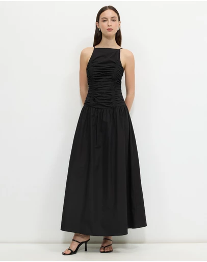 Calli - Drop Waist Gathered Maxi Dress