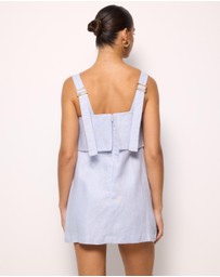 AERE - Nora Buckle Detail Linen Mini Dress