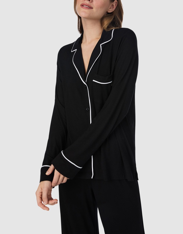 DKNY - Viscose Jersey Long Sleeve Button-Up Long Pyjama Set