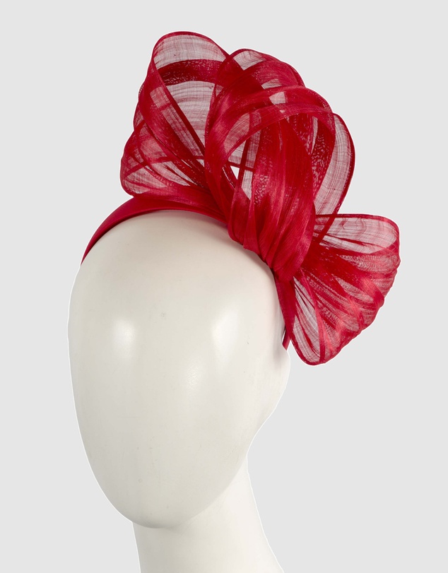 Fillies Collection - Bespoke Bright Red Bow Racing Fascinator