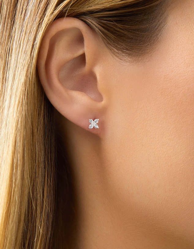 Michael Hill - Floral Stud Earrings with Cubic Zirconia in Sterling Silver