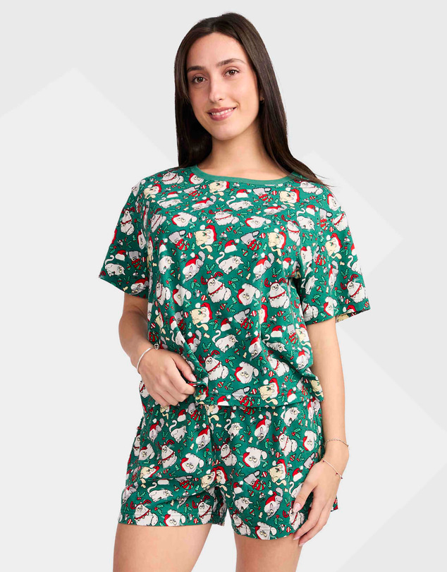 Mitch Dowd - Mitchdowd Women's Christmas Kitties Cotton Pyjama Set