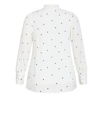 City Chic - Plus size Kensie Spot Neck Tie Top - ivory