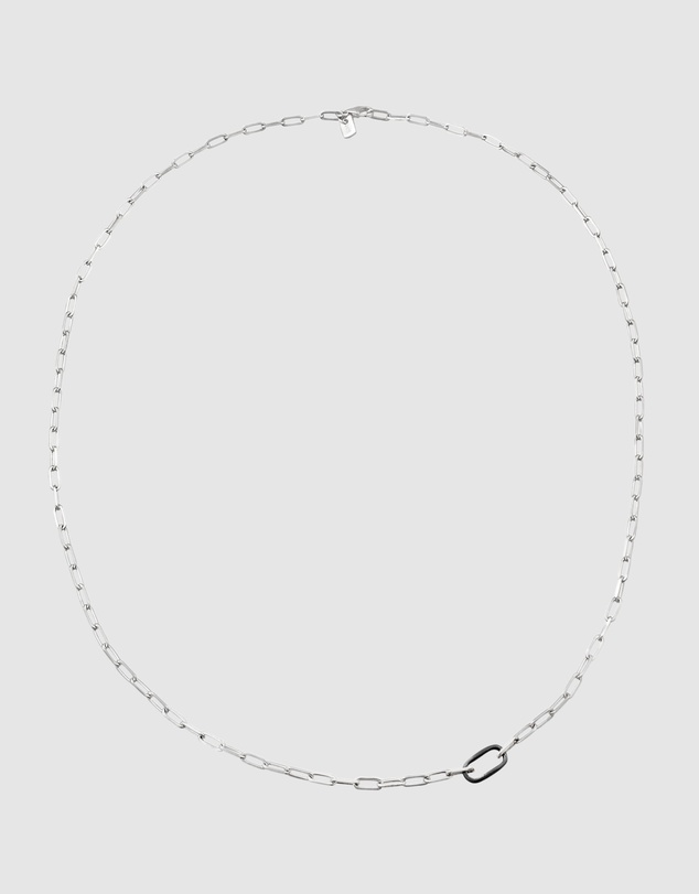 Kuzzoi - ICONIC EXCLUSIVE - Long Link Necklace with Oxidised Accent in 925 Silver