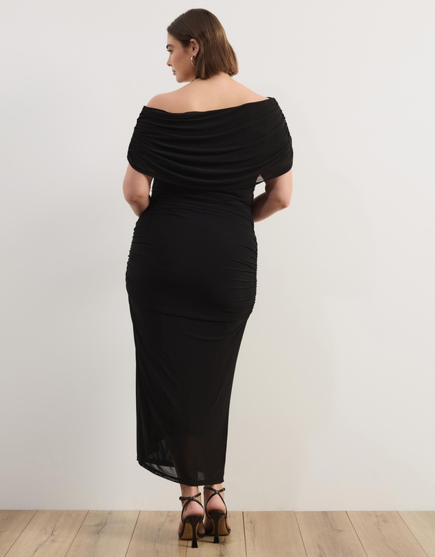 Atmos&Here Curvy - Bonnie Off Shoulder Mesh Maxi Dress