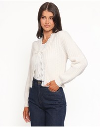 Petal & Pup - Silvie Lace Front Tie Cardigan - Cream