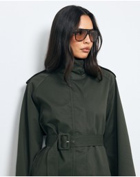 AERE - Sadie Funnel Neck Crop Trench Coat