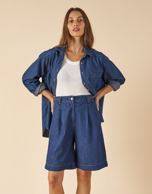 CAMIXA - Bermuda Linen Denim Shorts Jorts