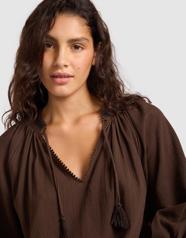 Seafolly - Crinkle Gauze Trim Peasant Blouse
