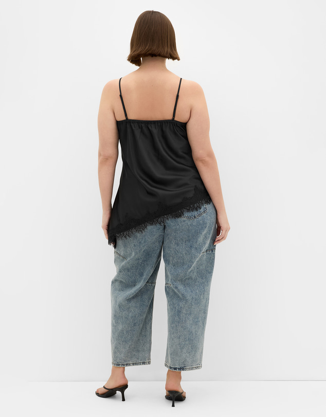 City Chic - Plus size Orielle Lace Trim Cami - black