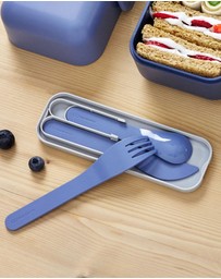 Monbento - Monbento Mb Pocket Plastic Cutlery Set - Colour Blue Infinity