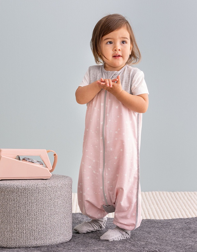 Love to Dream - Sleep Suit 0.2 TOG Stretch Organic Cotton Stellar in Dusty Pink