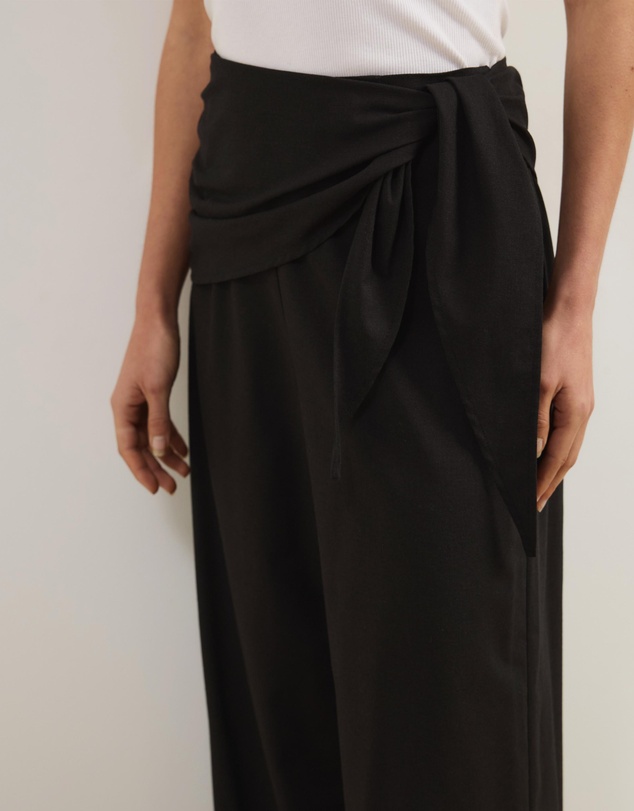 Atmos&Here - Sabrina Linen Blend Wrap Belt Pants