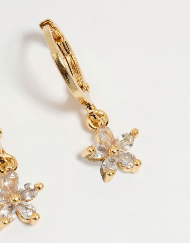 Lovisa - Gold Plated Brass Flower Chain Earrings 4-Pack