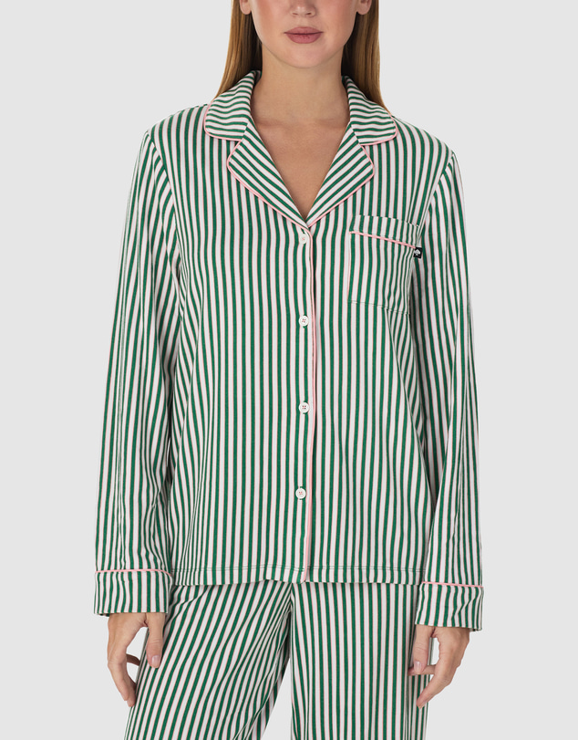 Kate Spade - Printed Jersey Button Up Long Sleeve Long Pyjama Set