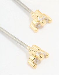 Lovisa - Gold Plated Cubic Zirconia Stud & Huggie Earrings 2-Pack