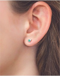Georgini - Natural Green Agate And Two Natural Diamond May Silver Earrings