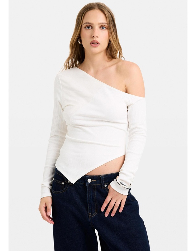 Alice In The Eve - Ashley Ribbed Assymetrical Top
