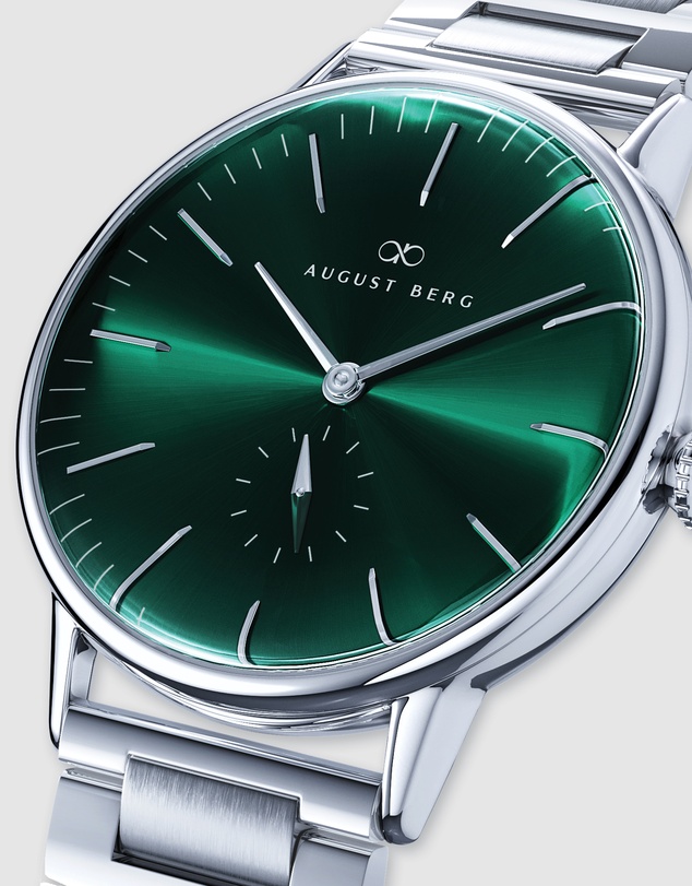 August Berg - Serenity Link 40mm Greenhill Silver Watch