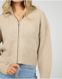 All About Eve - Bridie Knit Zip Through Oat