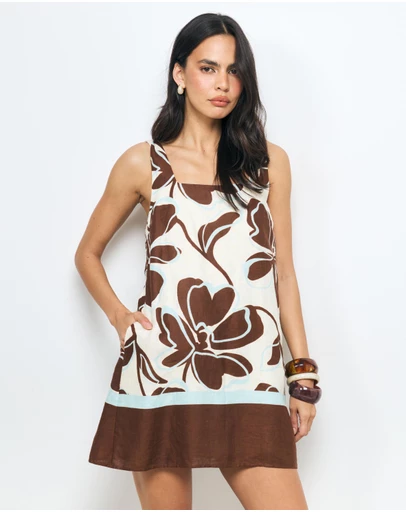 AERE - Nela Shift Linen Mini Dress