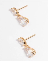 Lovisa - Gold Plated Sterling Silver Cubic Zirconia Marquise Drop Earrings