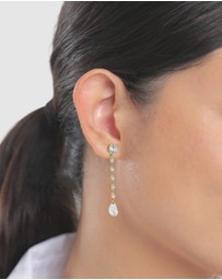 Elli Jewelry - Earring Stud Crystal Pearl 925 Sterling Silver Gold-Plated