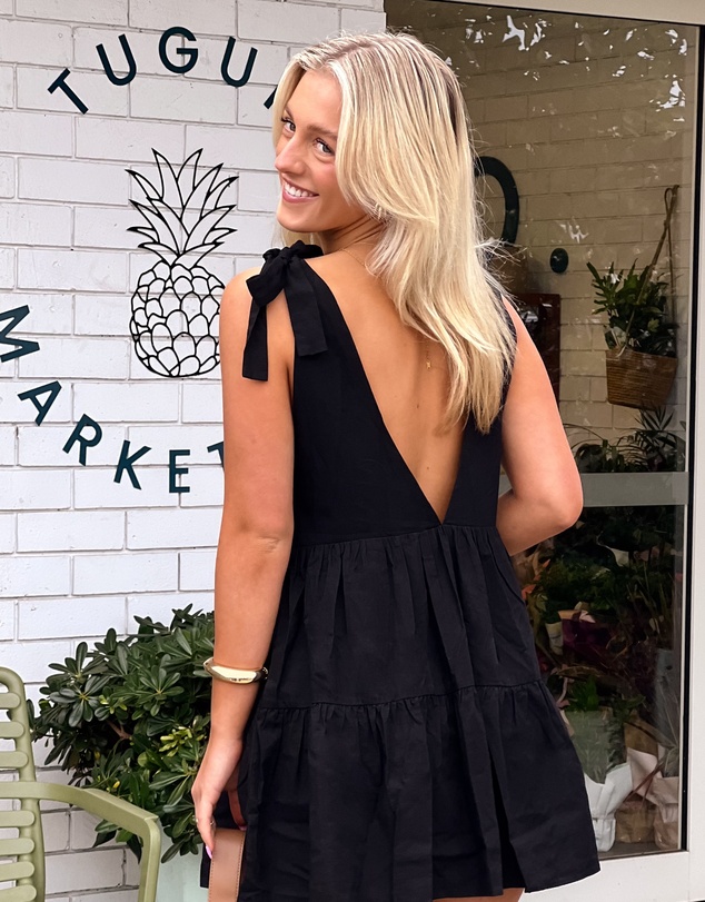 Beginning Boutique - Angel Girl Black Mini Dress