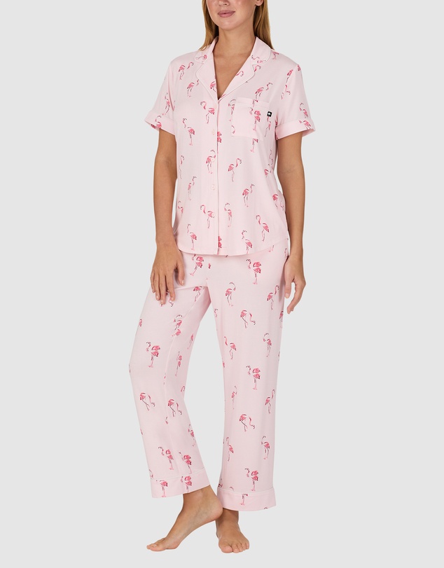 Kate Spade - Printed Modal Button Up Short Sleeve Long Pyjama Set