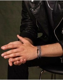 Nialaya Jewellery - Men's Blue Wrap Around Leather Bracelet