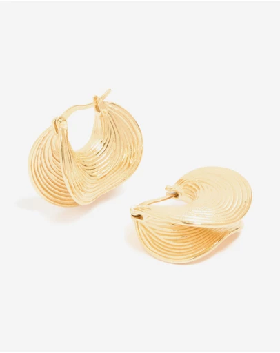 Lovisa - Waterproof Gold Plated Stainless Steel Etched Chunky Hoop Earrings
