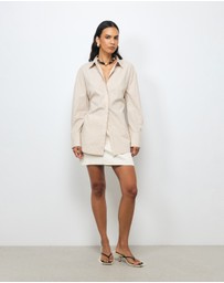 AERE - Fiora Cinched Waist Check Shirt