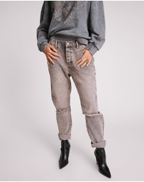 ONE TEASPOON - Saints Low Waist Boyfriend Denim Jeans - Dusty Smoke