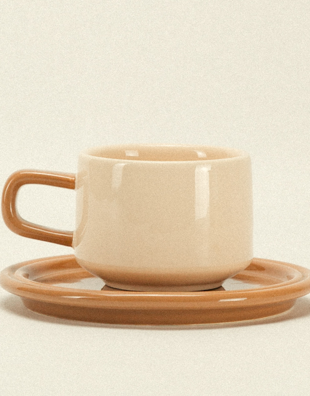 Dennis Did It - Spill the Tea Cup and Saucer Coffee and Cream