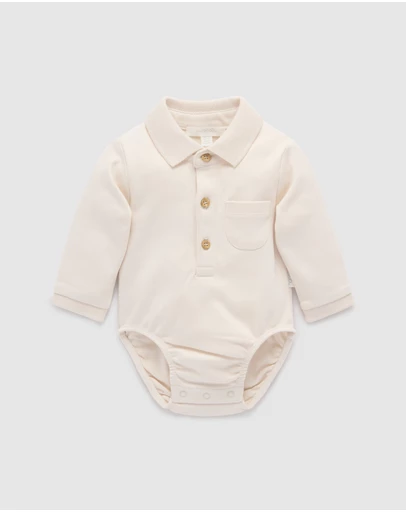 Purebaby - Thick Bodysuit with Collar - Kids-Babies