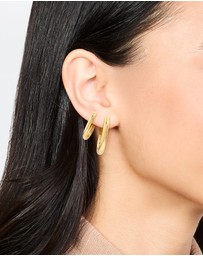 Lovisa - Waterproof Gold Plated Stainless Steel Square Oval Hoop Earrings 2-Pack