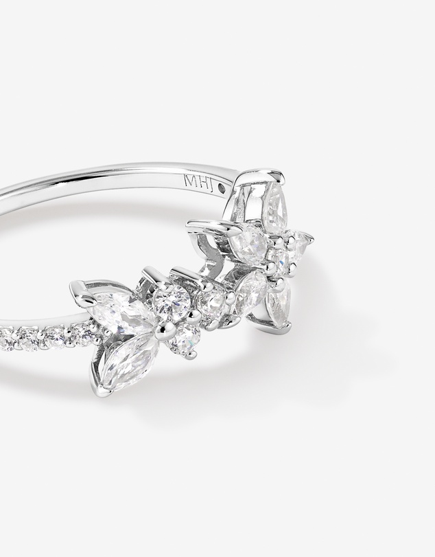 Michael Hill - Floral Pavé Ring with Cubic Zirconia in Sterling Silver