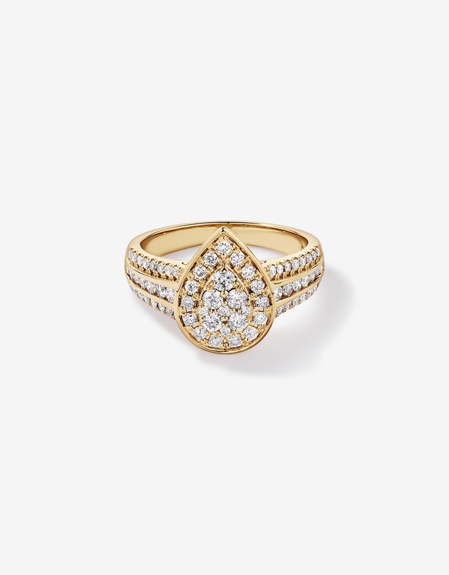 Michael Hill - 0.85 Carat TW Pear-Shaped Diamond Cluster Ring in 10kt Yellow Gold